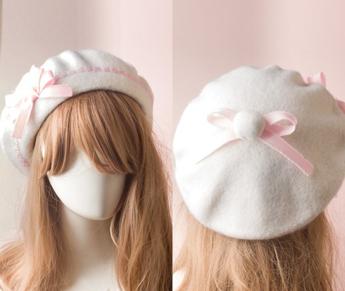 ari-kanon: Lolita Doll Bow Autumn Plaid Beret Hat