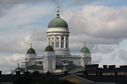 at Tuomiokirkko, HelsinkiThe chalk-white neoclassical Lutheran cathedral designed by CL Engel’
