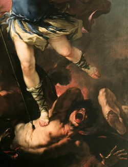 jaded-mandarin:  Fa Presto. Detail from St. Michael, 1663. 