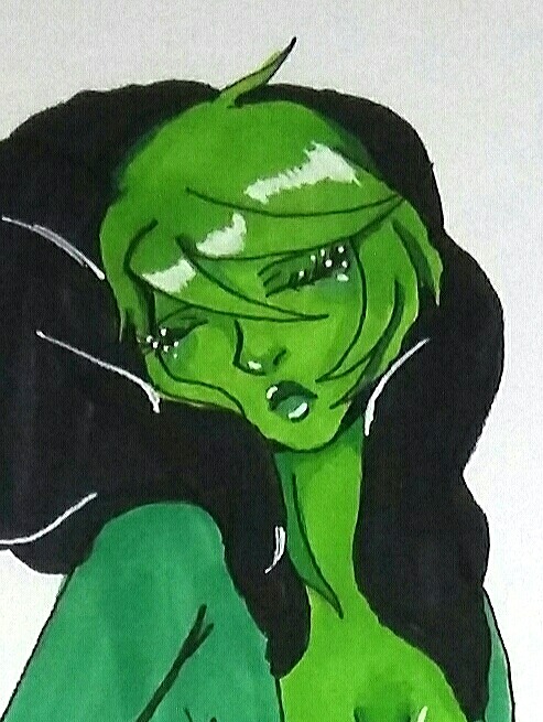 denzel-shadow:  @happyds beautiful green pearl that I just had to draw because the colors and features are so gentle 