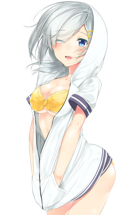 cute-girls-from-vns-anime-manga:    水着パーカーな浜風 by  ねづみどし＠お仕事募集中   