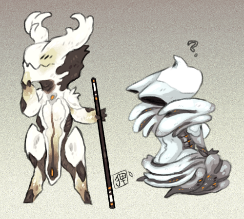 leafie-draws:“Golden Stag and Silver Fox”Some chibi doodles of my precious bbies on Warframe ;w; ♥