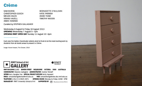 I was in a group show at the RMIT School of Art Gallery in early August. More info here.