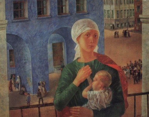 russian-style:Kuzma Petrov-Vodkin - 1918 in Petrograd, 1920.This painting is also known as “Petrogra