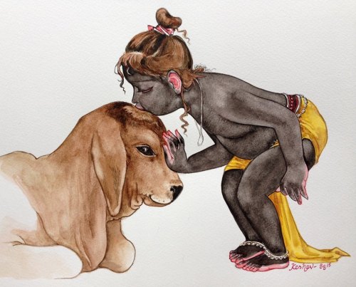 Krishna and calf by Keshav Venkataraghavan