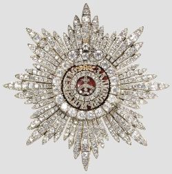 treasures-of-imperial-russia:  The Star of the Order of Saint Catherine. This particular one was created between 1860-70 and is set with rock crystals and diamonds - notice the motto which is also written in diamonds 