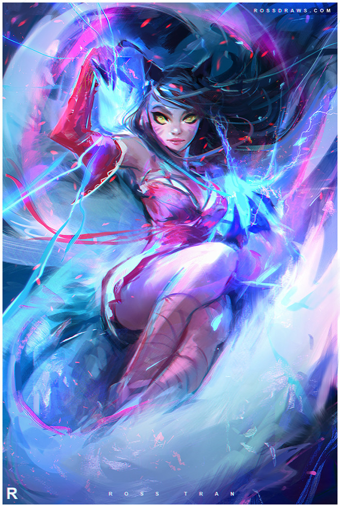 cyberclays:   Ahri!  - League of Legends fan art by  Ross Tran  