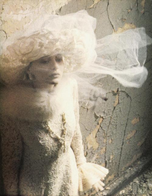 kitsunetsuki:Deborah Turbeville - Model Wearing a Dress by Giorgio Sant’Angelo for Marjer (Vanity Fa