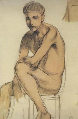 Symbolism-Art:seated Boy, 1906, Kuzma Petrov-Vodkin