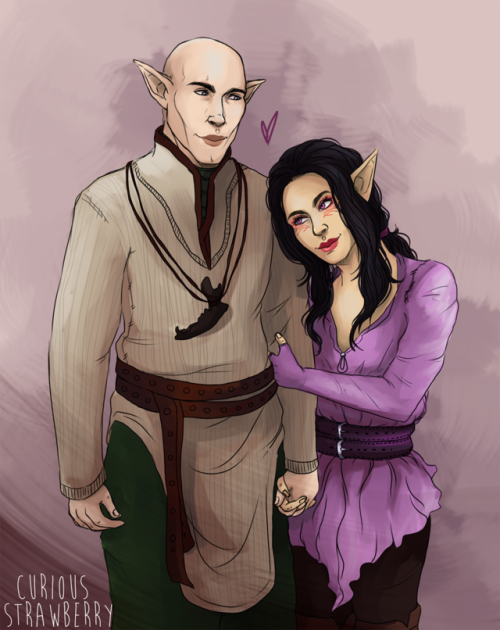 curiousstrawberryarts:Adalina Lavellan &amp; Solas for @denerim || Giveaway prize n. 1