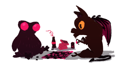 dailycryptodrawings: 641: Jersey Devil &amp; Mothman Two babies of bad omens playing some good ol fa