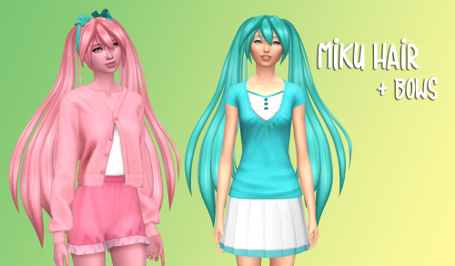 infiniteraptor: @simandy ‘s Miku hair + bows  recoloured in the Sorbets Remix palett