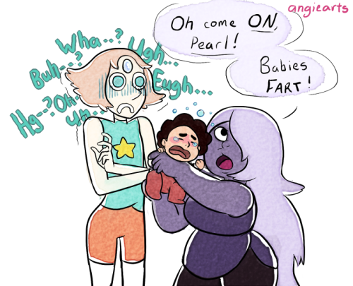 angiearts:  Ever since I’ve seen other’s headcanon’s of life with baby-Steven I had this idea. I did nothing but this all day today. A great day off, if you ask me.