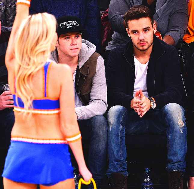 lirrylocks:  Niall Horan and Liam Payne sit courtside at the Knicks game at Madison