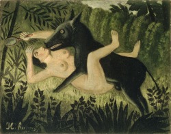 kundst:  Henri Rousseau (Fr. 1844 - 1910)  Beauty and The Beast, c.1908 