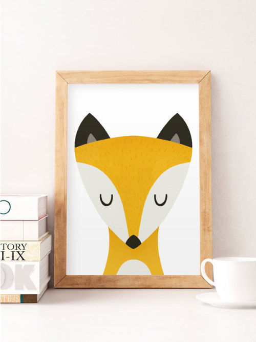 Fox print, Fox nursery print, Nursery wall art, Wildlife nursery, Animal nursery print, Boy nursery 