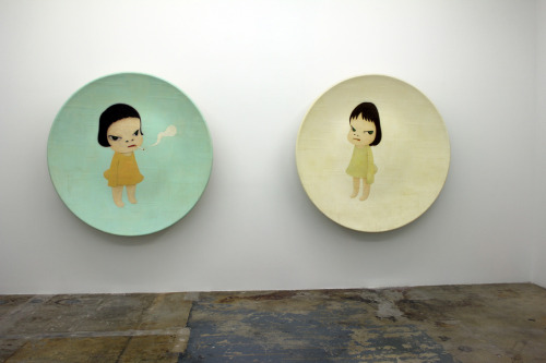 killyohji:    From left, “Too Young to Die” and “Little Ramona,” both 2001 (acrylic on cotton mounted on fiber reinforced plastics) by Yoshitomo Nara.  