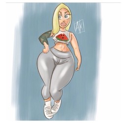 elkestallion:  Big s/o to my bae @artistic_xploration for this cute toon and yes I think he captured every inch of me to da fullest 😂😂👍😘🙌😜 love it!!! #elke #thick #curves #bombshell #thighs #phat #legs #german #girl #art #toon #doll