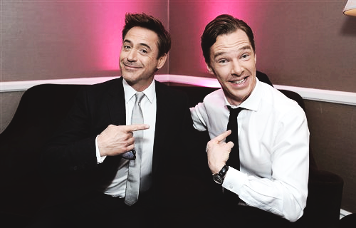 benedictdaily:Sherlock Holmes and Sherlock Holmes Robert Downey Jr. and Benedict Cumberbatch at the 