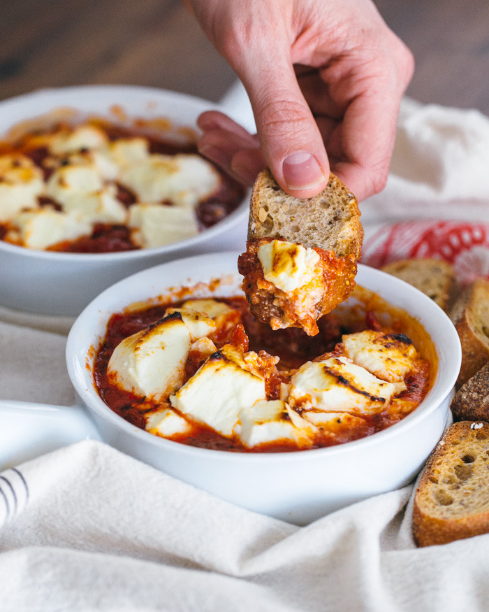 craving-nomz:Baked Goat Cheese with Fire Roasted Tomatoes