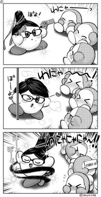 tumblawitch:  夕飯後の団欒 #Bayonetta #Kirby https://t.co/ZaOJu9Cx7h | Twitterで話題の王哉(ouya)さんのツイート