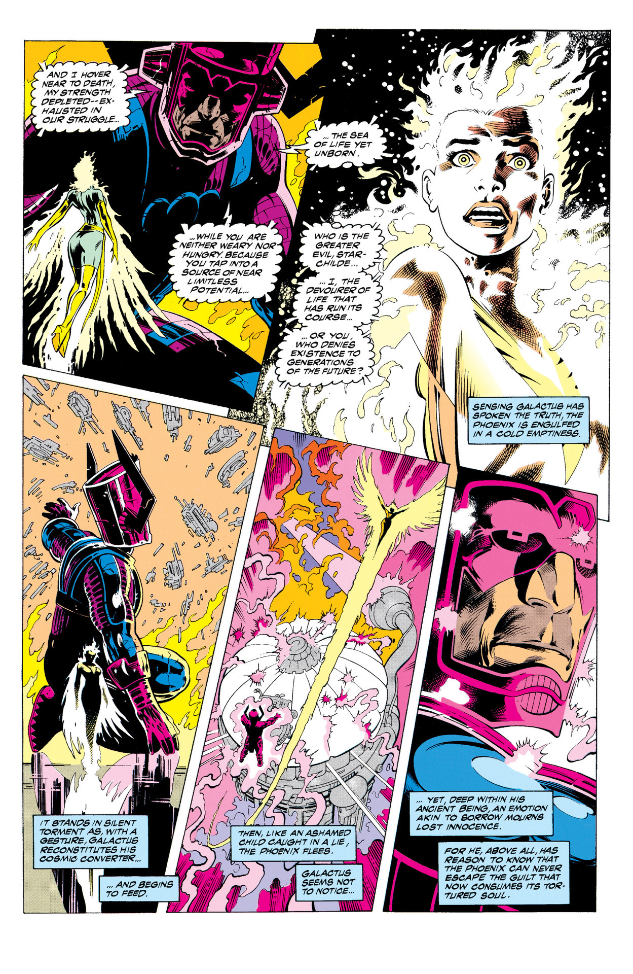 comicsforever:  The Phoenix Vs Galactus // art and words by Alan Davis (1992)Have