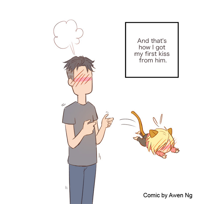 awen-ng: Drew something quick, where yurio cat wants to give a “little gift”