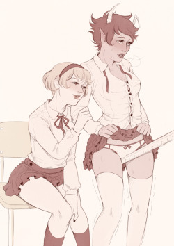 y-occ-uri:  freinne:  part &frac12; of rosekan roleplay shenanigans porrim is the teacher, of course (◡‿◡)  Oh.  Hi. 