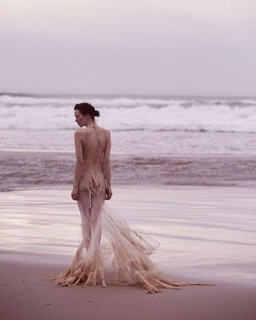 Corrie Lejuwaan wearing Michelle Hébert “Metamorphosis” gown for Lone Wolf Magazine, pho