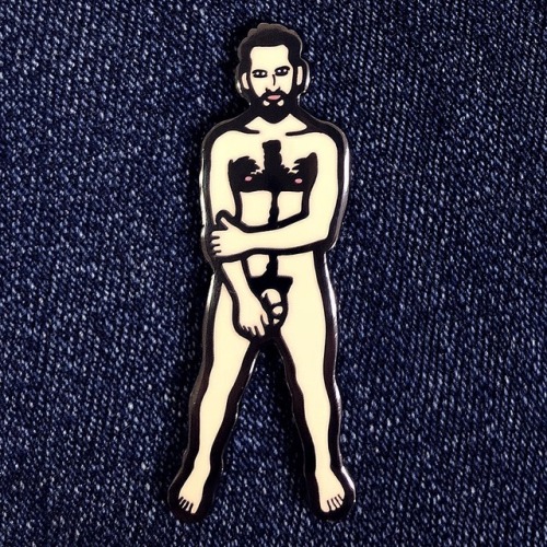 My nude dude hard enamel lapel pins available at TrevorWayne.com! Perfect to pin to your backpack on