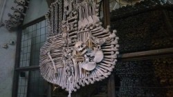 bespectacled-artist:  pluto-support:  Church entirely decorated with human bones in Czech Republic. @sixpenceee  So will this be sanctuary in the skeleton war? 