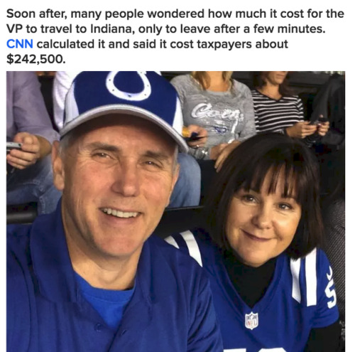 buzzfeed:People Are Angrily Tweeting At Mike Pence Over His $250,000 NFL Game “Publicity Stunt”The s