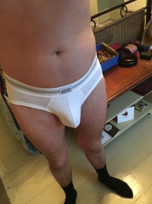 huwyboy: Home from work. Suit off! Now time to chill in my new Jockey USA Original briefs.