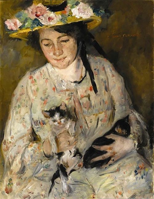 ´ *•.¸♥¸.•***Young woman with cat* 1904,Lovis Corinth 1858-1925. Oil on canvas.