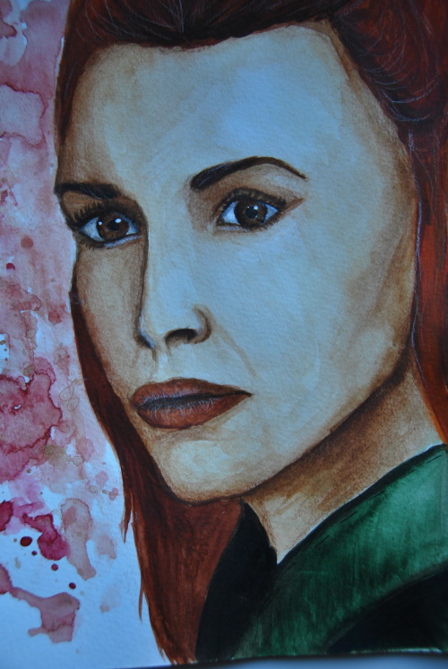 Tauriel of Mirkwood. Aquarell and white pen, made by me. 