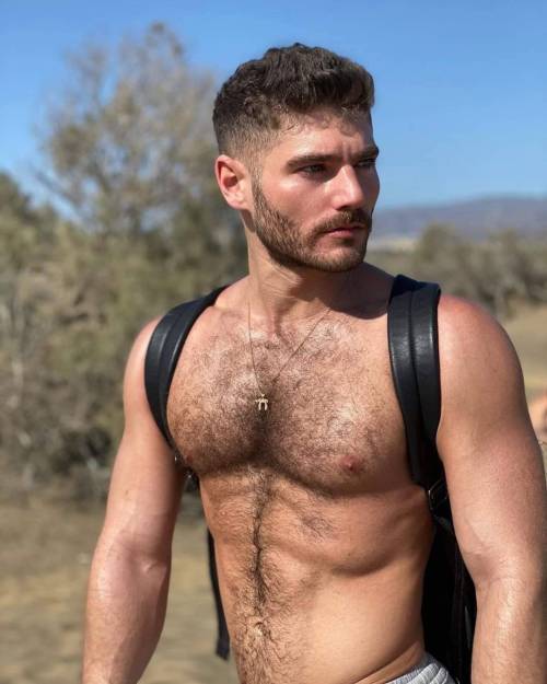 shirtless hiker