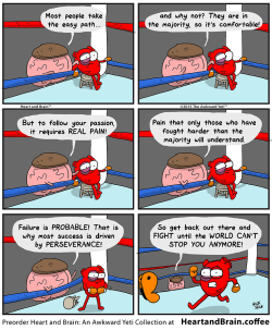 larstheyeti:  When Heart can’t take any more, sometimes Brain needs to step in. “The Boxer” is a preview from my upcoming book!Preorder the book now at http://heartandbrain.coffee or atbarnesandnoble.com - over 75 brand new comics, plus tons of