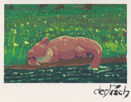 derfisch-draws:a slowpoke I painted a bit ago to test out some new watercolors I got. I can safely s