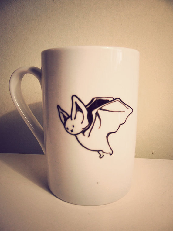 thegentlemanwitch:  //Just Batty// Bat key holder Bat Mug hand illustrated by Mr