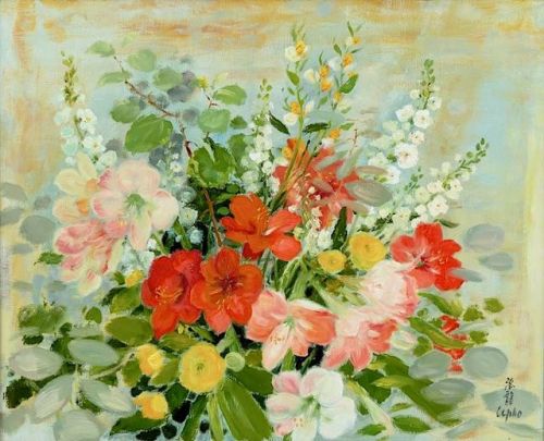 LE PHO (VIETNAMESE-FRENCH 1907-2001)The Spring Bouquet, oil on canvas 82 x 100 cm (32 &frac14; x 39 