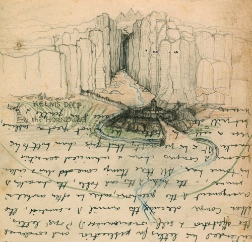 tolkienillustrations:Helm’s Deep by J.R.R. Tolkien