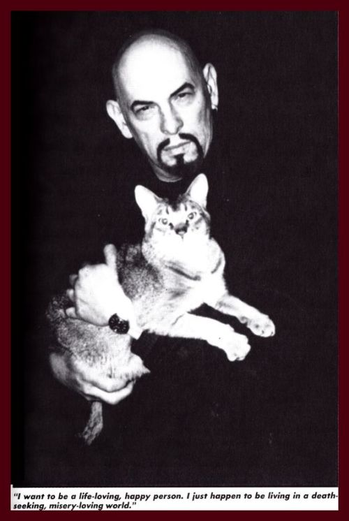 Church of Satan founder Anton LaVey with his kitty. 