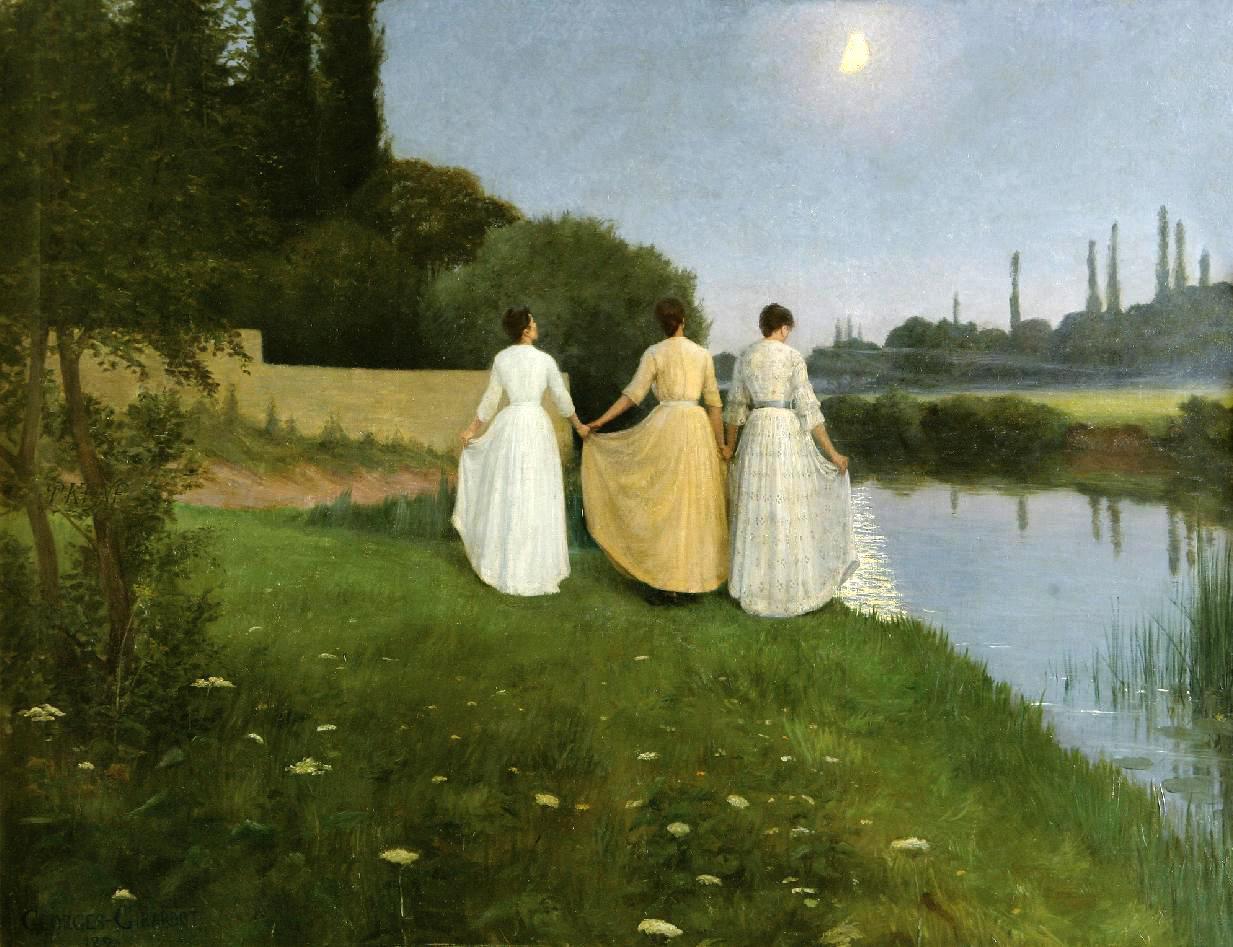 misswallflower:  Georges-Marie-Julien Girardot, “Courtesy to the Moon (Twilight)”, 1890