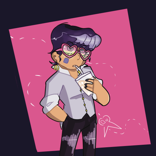 gummyartblog:  part 6 fashion designer josuke who probably just got called by jotaro to do another fucking ghost hunting mission or something when all he wants to do is drink his large caramel iced coffee with cream and sugar and get crazy diamond to