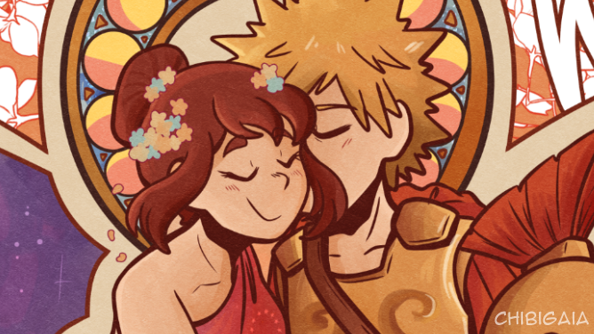 chibigaia-art:  Kacchako Week Day 2: Otherwordly the goddess of the sky and the god