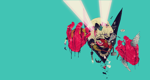 animatedgriff:  After watching Queens of the Stone Age live at the Manchester Arena last night, I feel obliged to showcase the work of Liverpudlian illustrator, Boneface. He’s the man behind all the artwork for the latest Queens album, …Like Clockwork.I’m