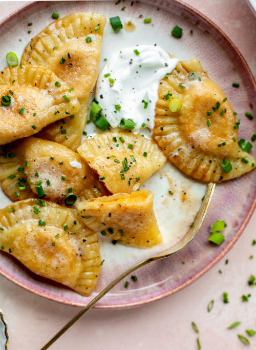 roasted sweet potato and fontina pierogi