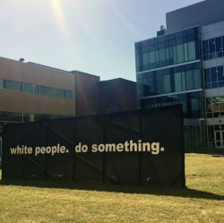 hustleinatrap:  Temple University‘s Tyler School Of Art sculpture graduate student Kara Springer created this powerful installation with just four words.  #BlackLivesMatter   