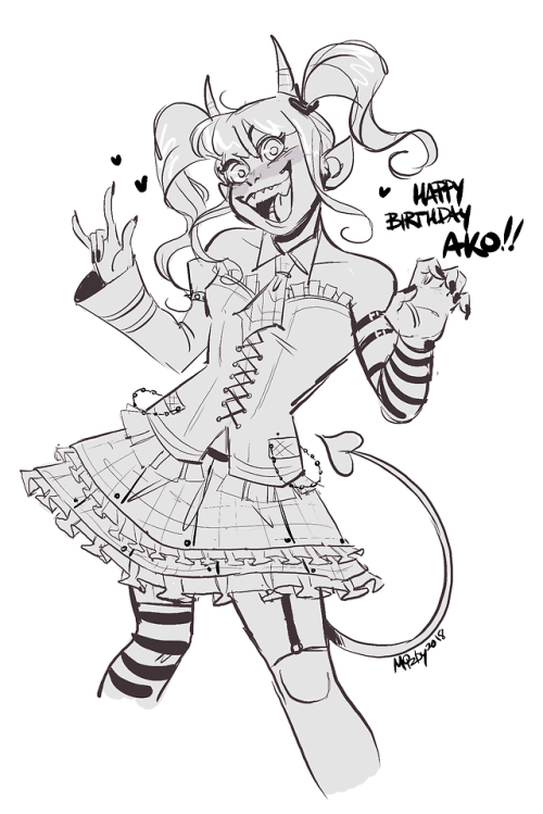 mizby:Saw today was Ako’s birthday!! Thought I’d draw her as a warm up for the occasion :^))