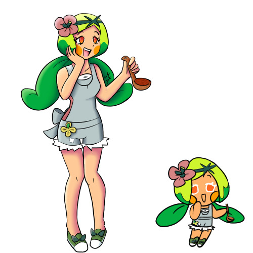 Spinach cookie cosplaying Mallow from Pokémon